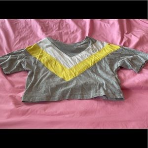 Grey, Yellow, White Crop Top